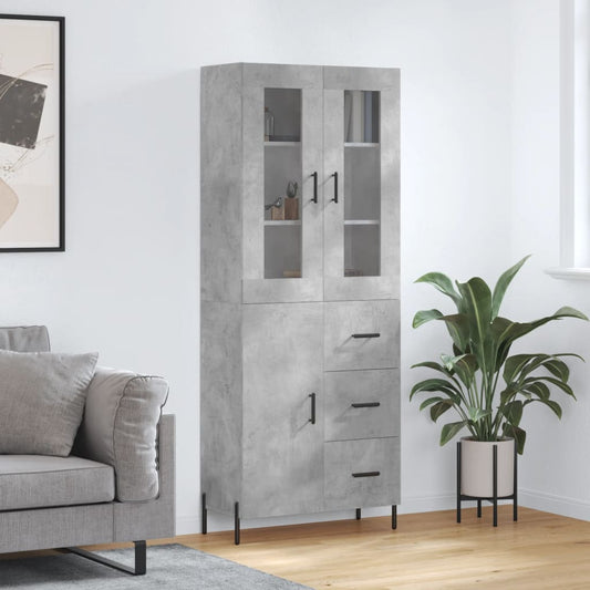 Berkfield Highboard Concrete Grey 69.5x34x180 cm Engineered Wood