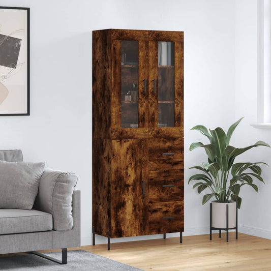 Berkfield Highboard Smoked Oak 69.5x34x180 cm Engineered Wood