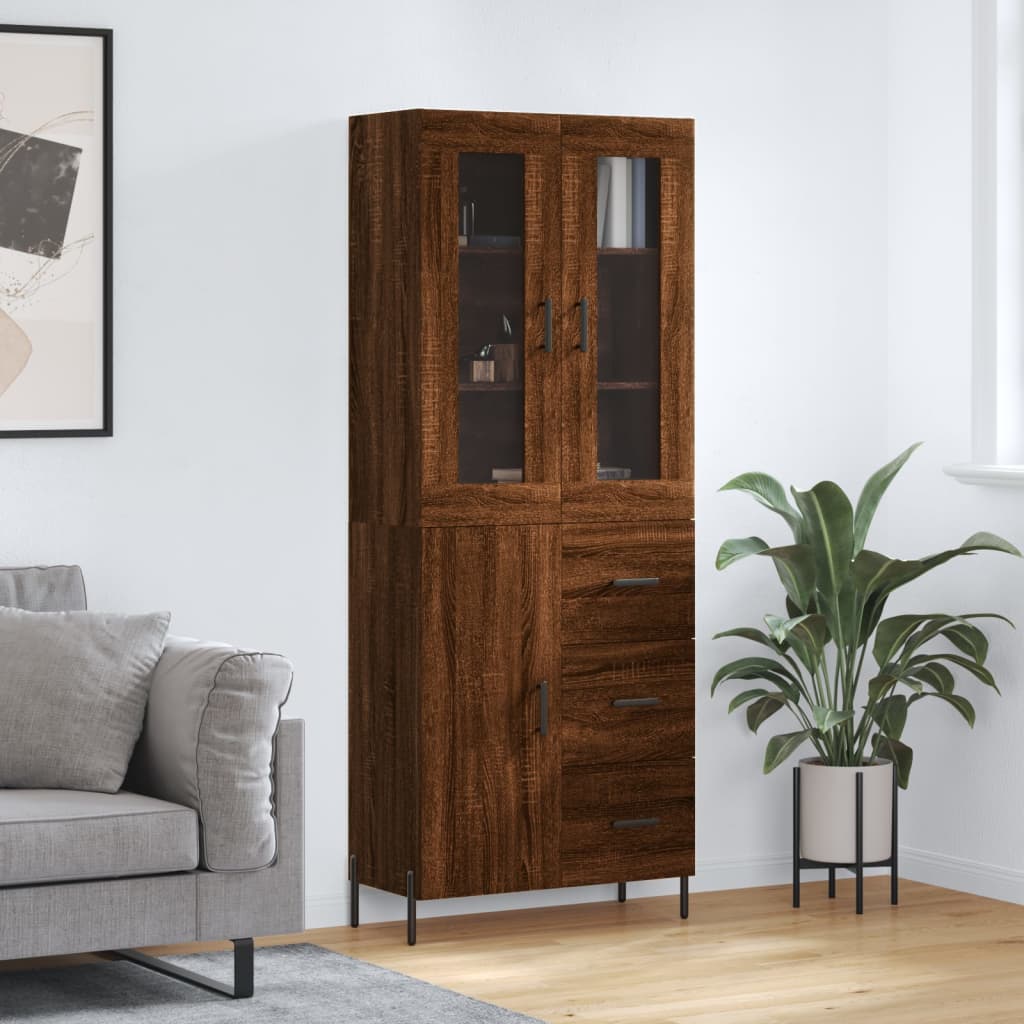 Berkfield Highboard Brown Oak 69.5x34x180 cm Engineered Wood