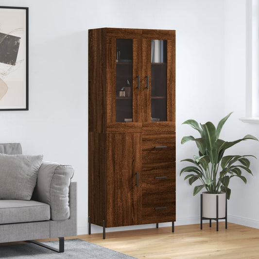Berkfield Highboard Brown Oak 69.5x34x180 cm Engineered Wood