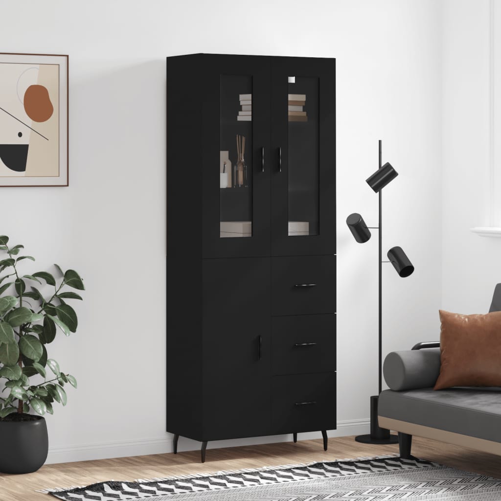 Berkfield Highboard Black 69.5x34x180 cm Engineered Wood