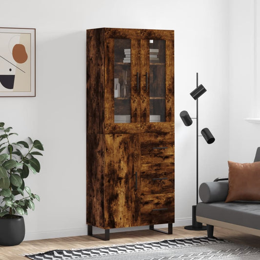 Berkfield Highboard Smoked Oak 69.5x34x180 cm Engineered Wood