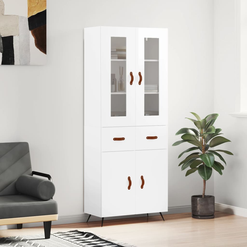 Berkfield Highboard High Gloss White 69.5x34x180 cm Engineered Wood