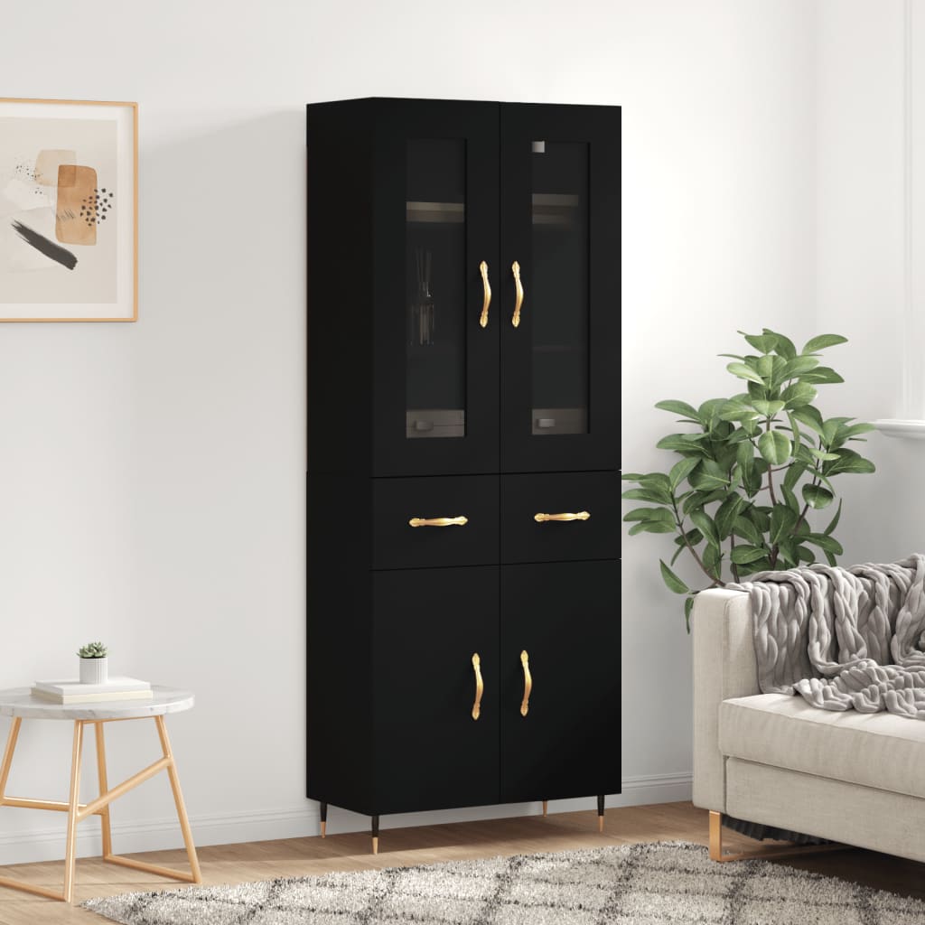 Berkfield Highboard Black 69.5x34x180 cm Engineered Wood