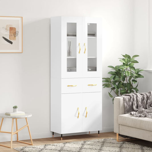 Berkfield Highboard High Gloss White 69.5x34x180 cm Engineered Wood