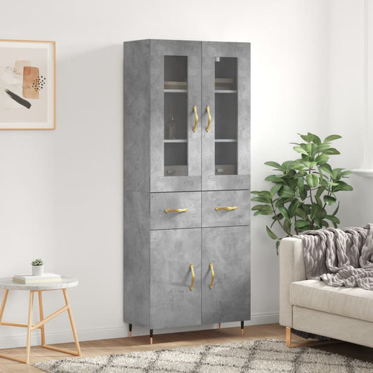 Berkfield Highboard Concrete Grey 69.5x34x180 cm Engineered Wood