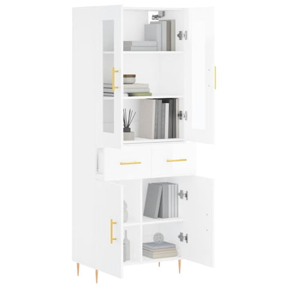Berkfield Highboard High Gloss White 69.5x34x180 cm Engineered Wood