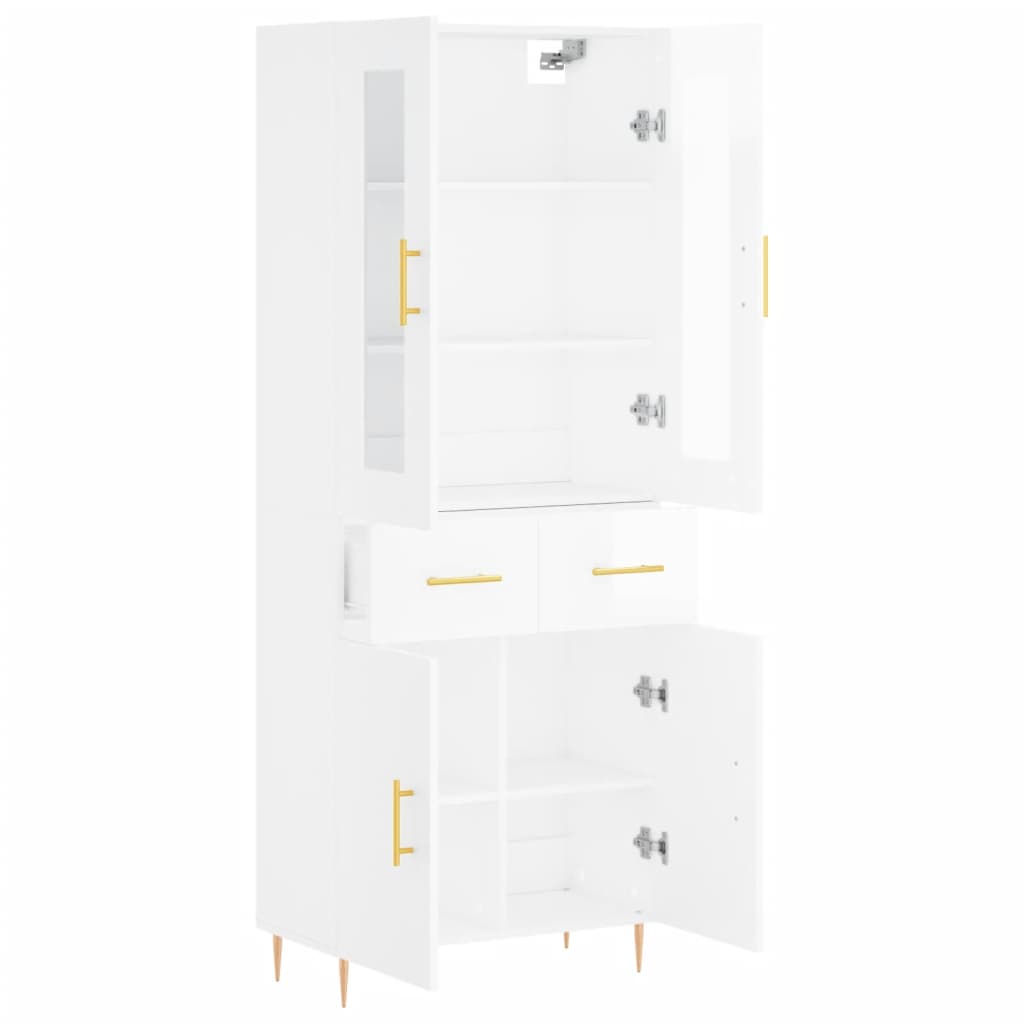 Berkfield Highboard High Gloss White 69.5x34x180 cm Engineered Wood