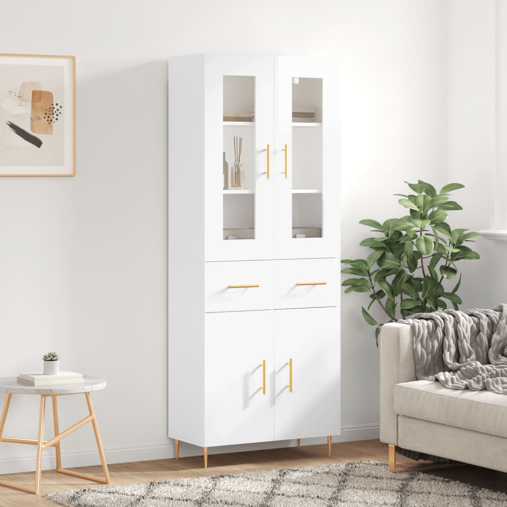 Berkfield Highboard High Gloss White 69.5x34x180 cm Engineered Wood