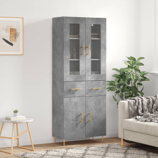 Berkfield Highboard Concrete Grey 69.5x34x180 cm Engineered Wood