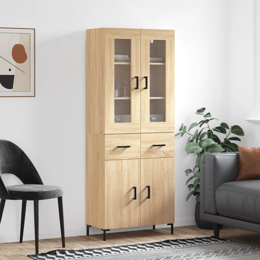 Berkfield Highboard Sonoma Oak 69.5x34x180 cm Engineered Wood