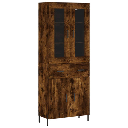 Berkfield Highboard Smoked Oak 69.5x34x180 cm Engineered Wood