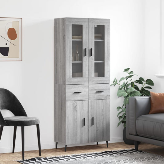 Berkfield Highboard Grey Sonoma 69.5x34x180 cm Engineered Wood