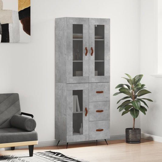 Berkfield Highboard Concrete Grey 69.5x34x180 cm Engineered Wood