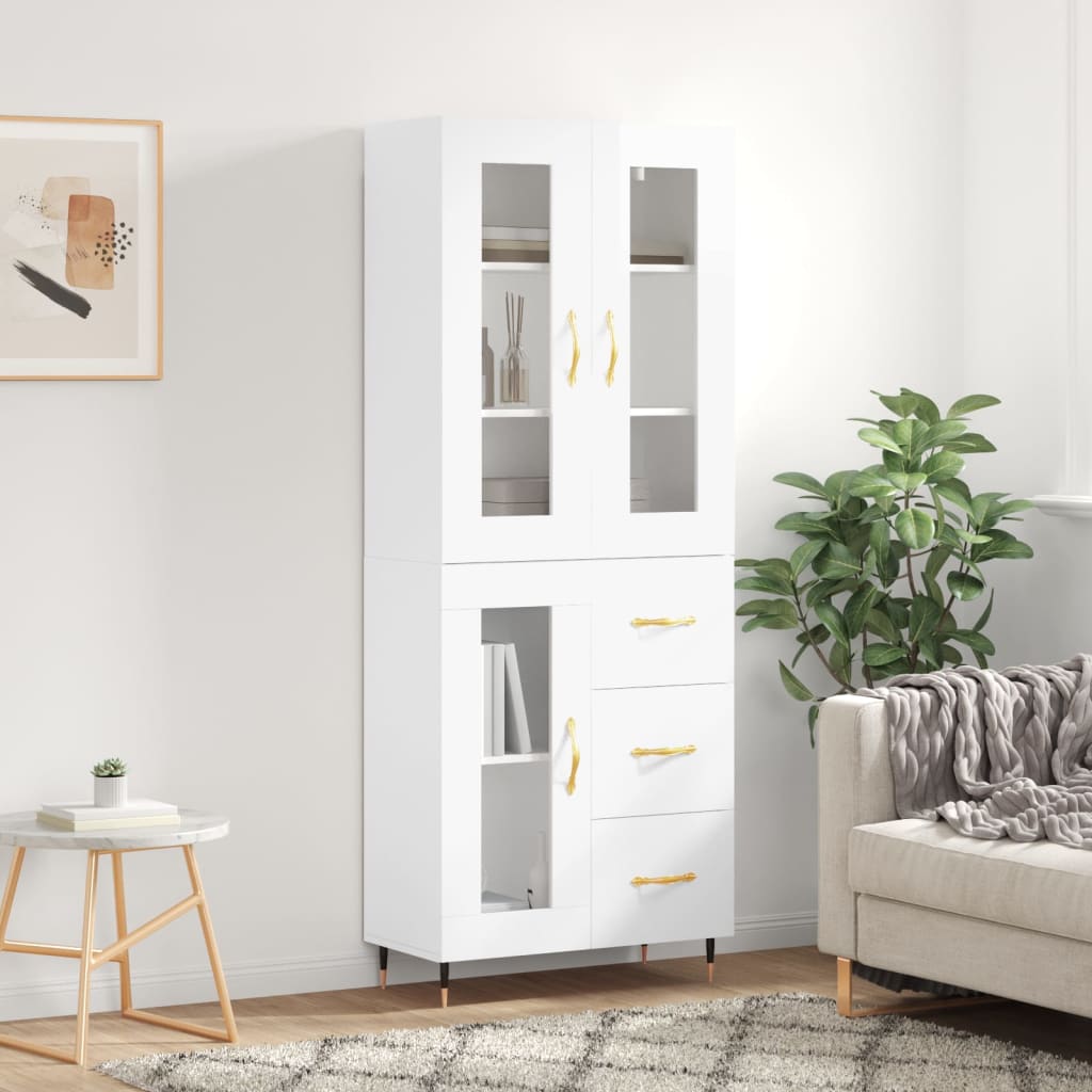 Berkfield Highboard High Gloss White 69.5x34x180 cm Engineered Wood
