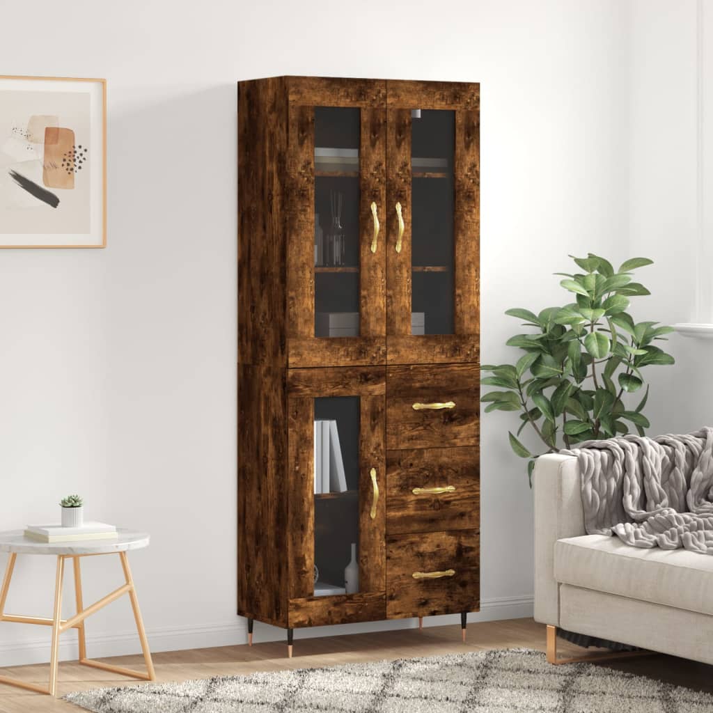 Berkfield Highboard Smoked Oak 69.5x34x180 cm Engineered Wood