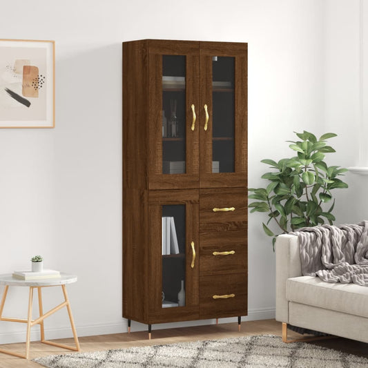 Berkfield Highboard Brown Oak 69.5x34x180 cm Engineered Wood