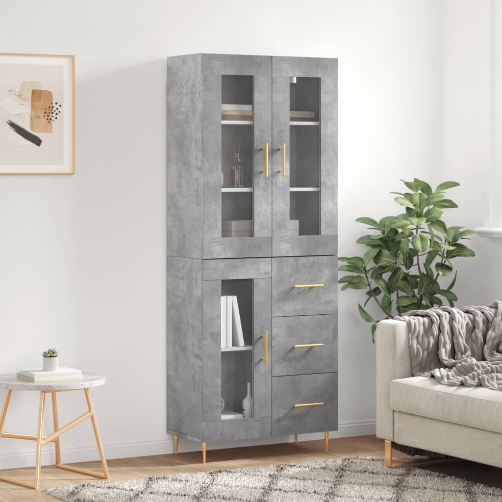Berkfield Highboard Concrete Grey 69.5x34x180 cm Engineered Wood