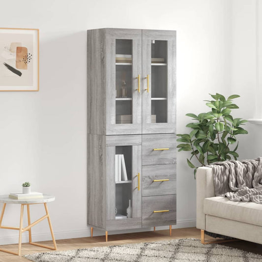 Berkfield Highboard Grey Sonoma 69.5x34x180 cm Engineered Wood