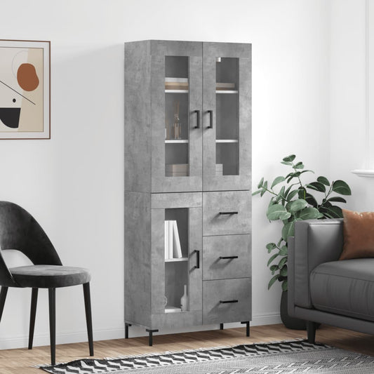 Berkfield Highboard Concrete Grey 69.5x34x180 cm Engineered Wood