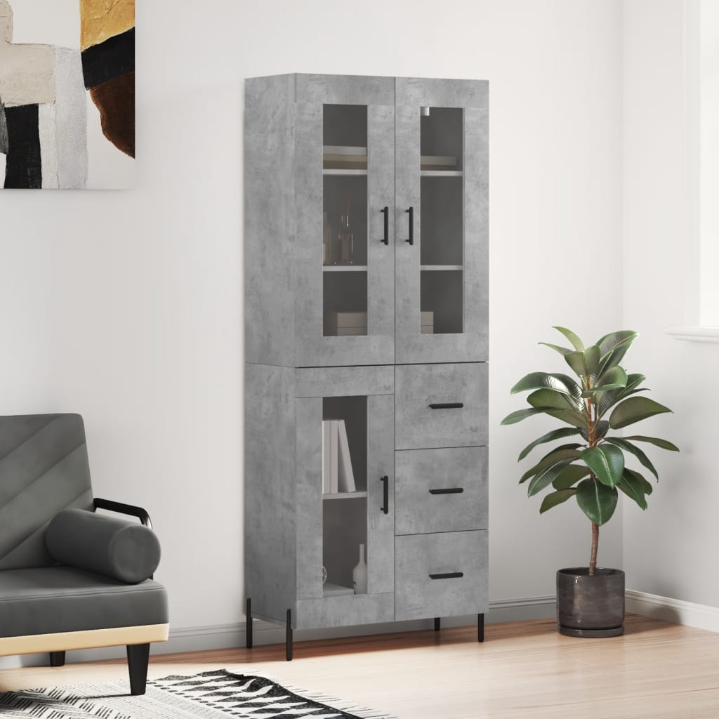 Berkfield Highboard Concrete Grey 69.5x34x180 cm Engineered Wood