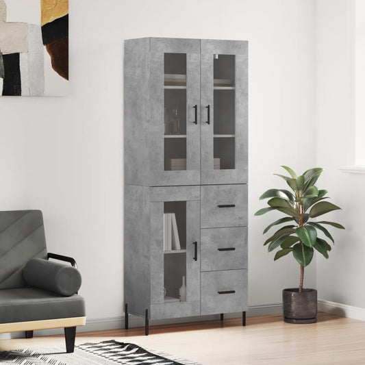 Berkfield Highboard Concrete Grey 69.5x34x180 cm Engineered Wood