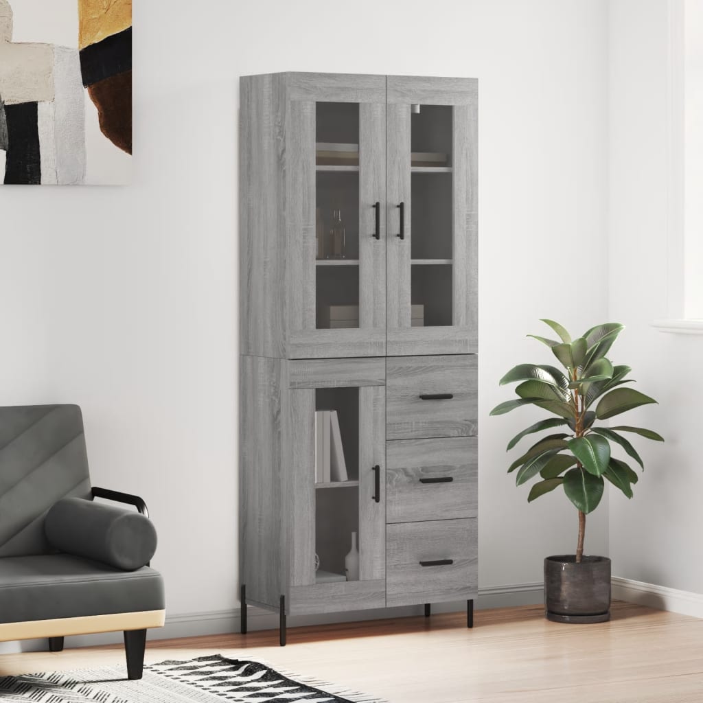 Berkfield Highboard Grey Sonoma 69.5x34x180 cm Engineered Wood