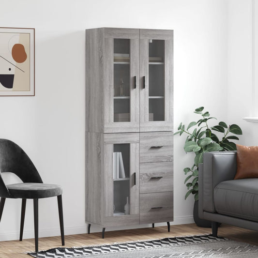 Berkfield Highboard Grey Sonoma 69.5x34x180 cm Engineered Wood