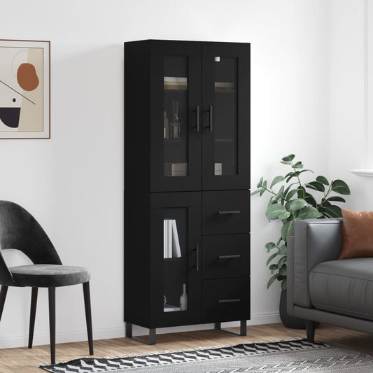 Berkfield Highboard Black 69.5x34x180 cm Engineered Wood