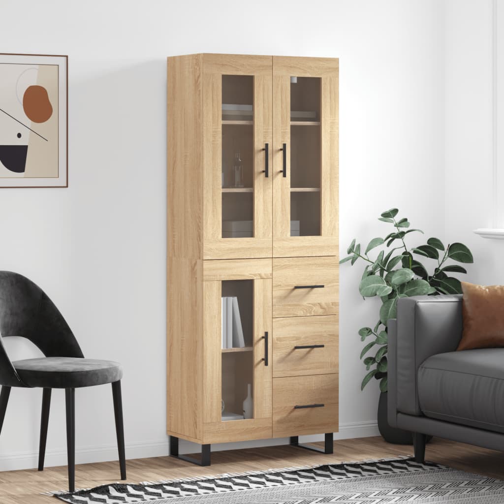Berkfield Highboard Sonoma Oak 69.5x34x180 cm Engineered Wood