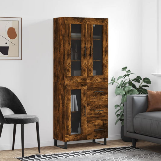 Berkfield Highboard Smoked Oak 69.5x34x180 cm Engineered Wood