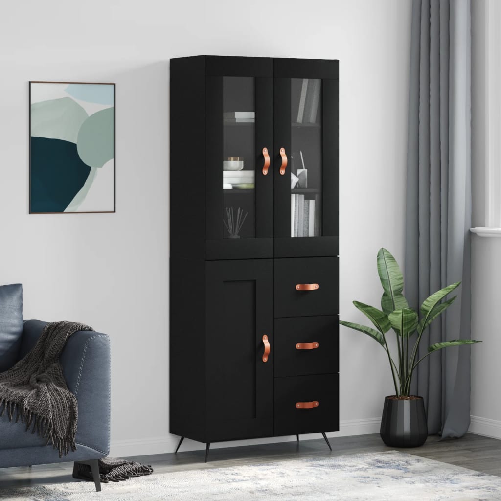 Berkfield Highboard Black 69.5x34x180 cm Engineered Wood