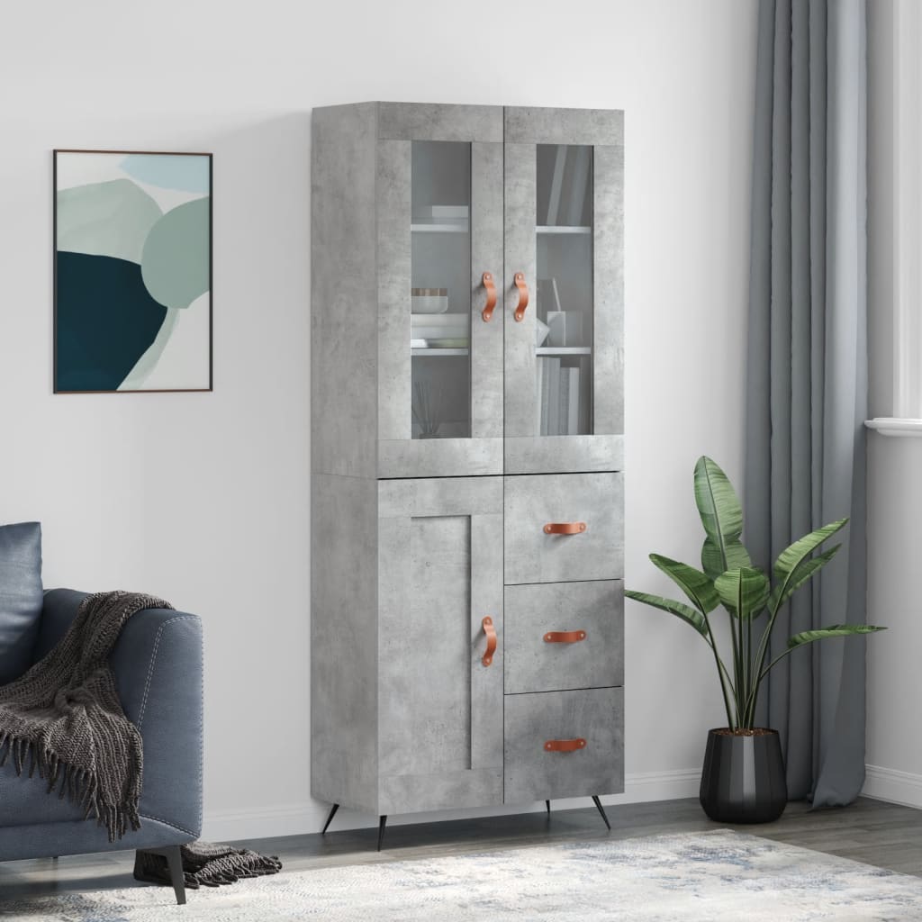 Berkfield Highboard Concrete Grey 69.5x34x180 cm Engineered Wood