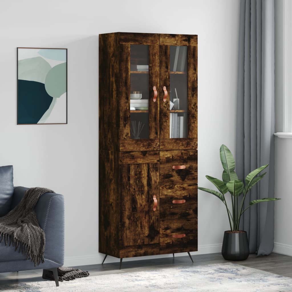 Berkfield Highboard Smoked Oak 69.5x34x180 cm Engineered Wood
