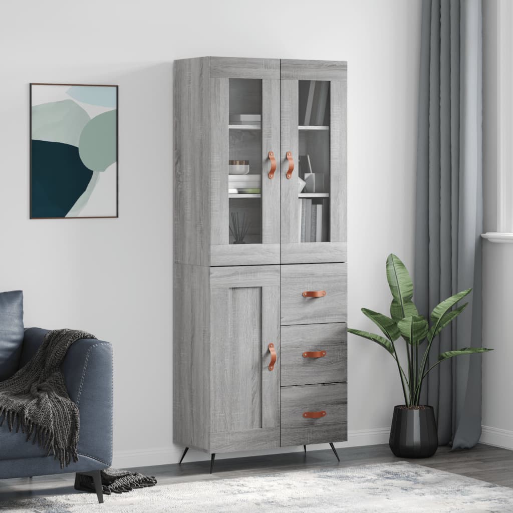 Berkfield Highboard Grey Sonoma 69.5x34x180 cm Engineered Wood