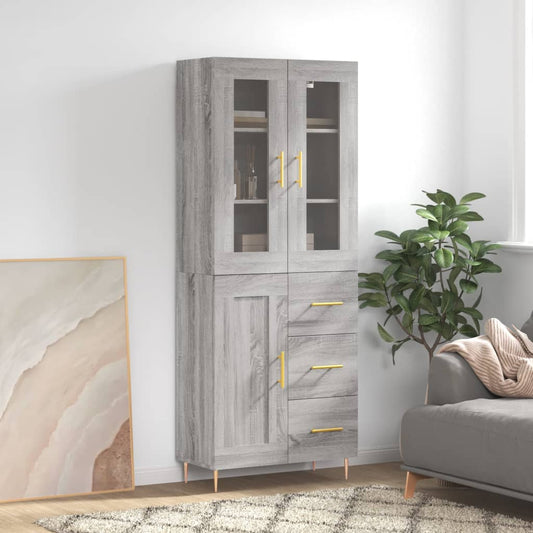 Berkfield Highboard Grey Sonoma 69.5x34x180 cm Engineered Wood