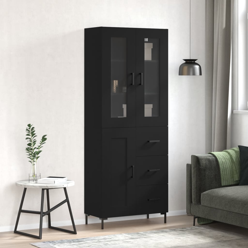Berkfield Highboard Black 69.5x34x180 cm Engineered Wood