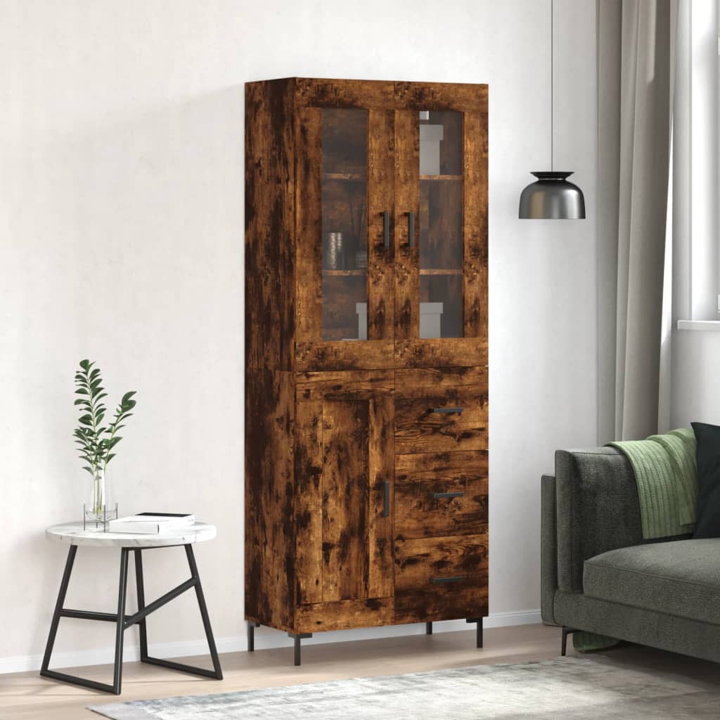 Berkfield Highboard Smoked Oak 69.5x34x180 cm Engineered Wood