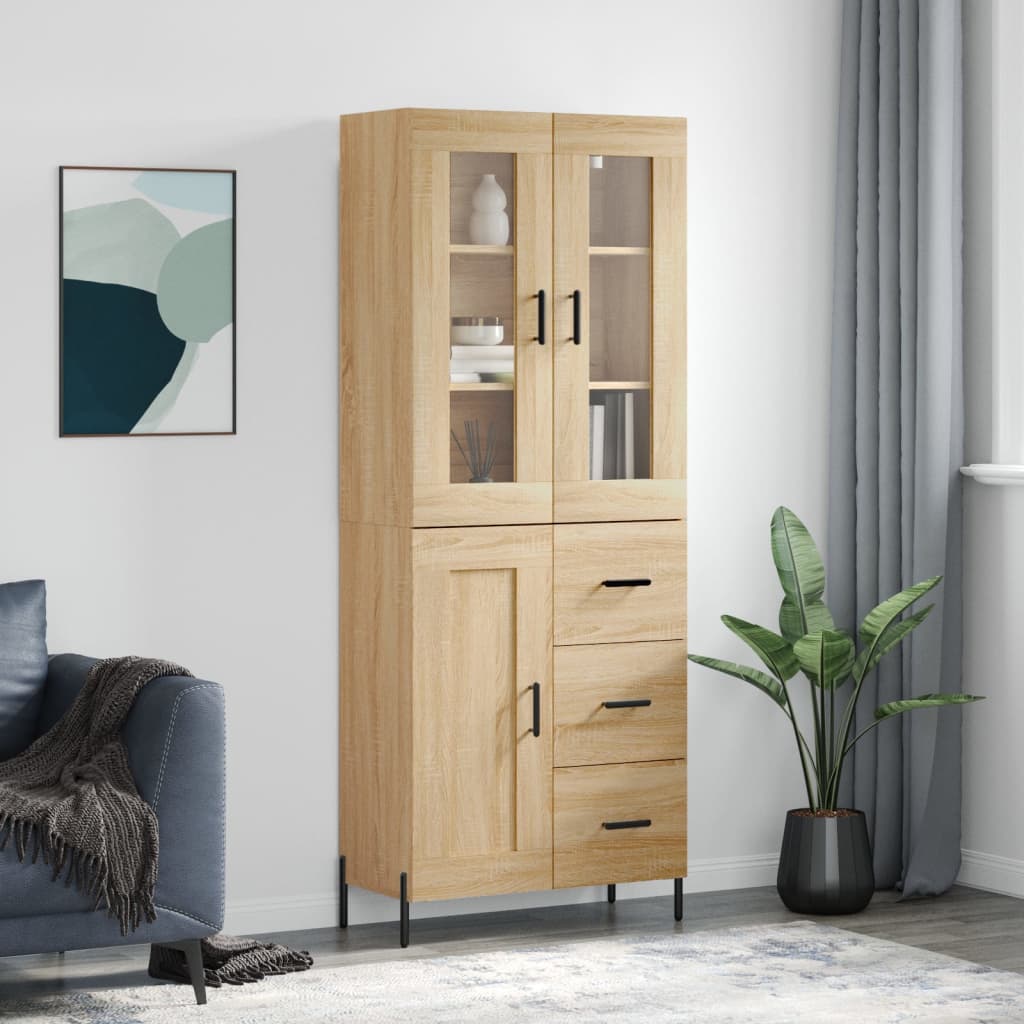 Berkfield Highboard Sonoma Oak 69.5x34x180 cm Engineered Wood