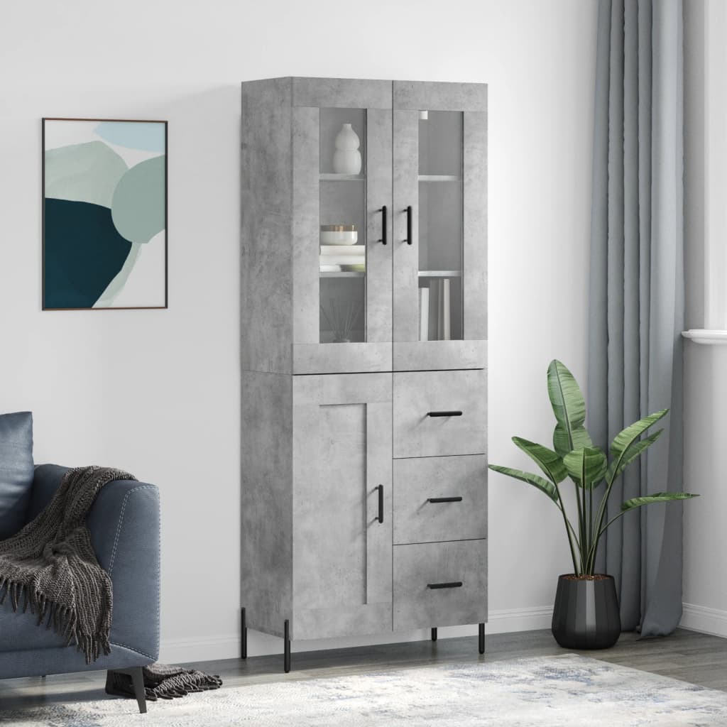 Berkfield Highboard Concrete Grey 69.5x34x180 cm Engineered Wood