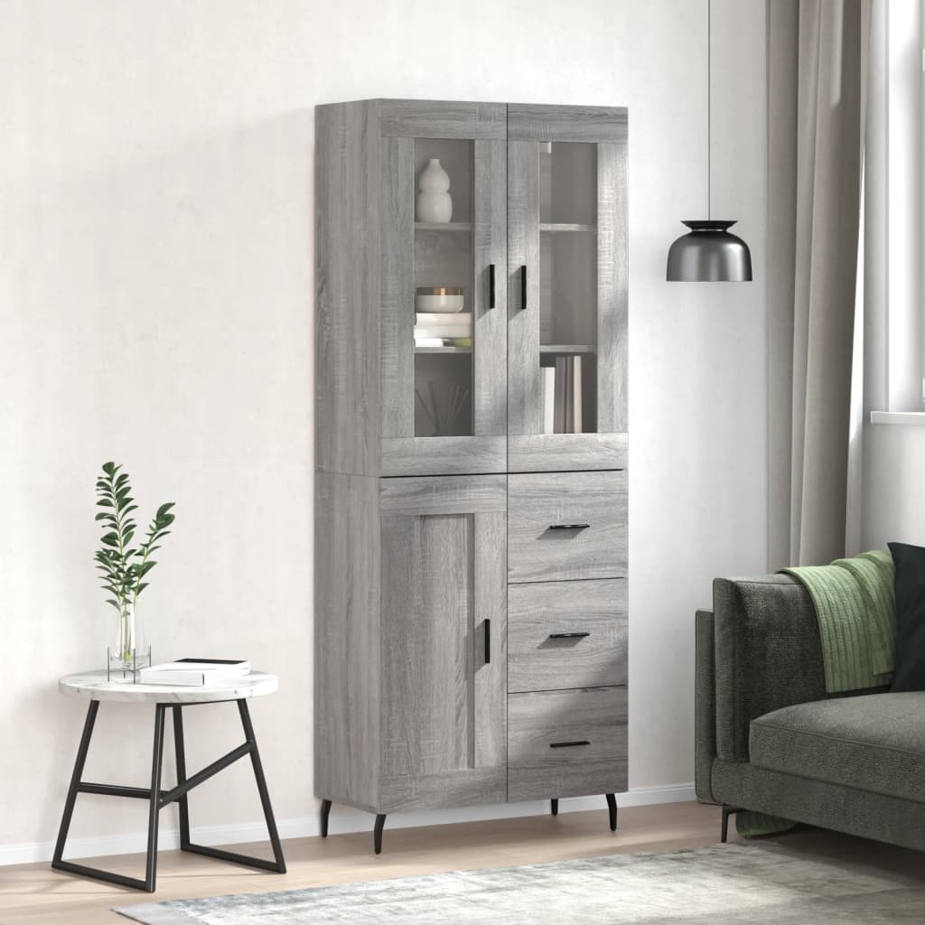 Berkfield Highboard Grey Sonoma 69.5x34x180 cm Engineered Wood