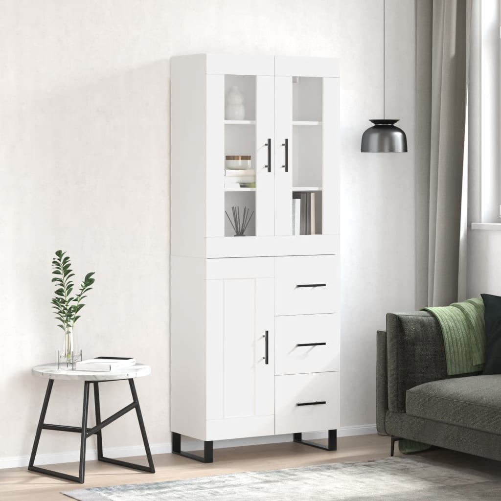 Berkfield Highboard High Gloss White 69.5x34x180 cm Engineered Wood