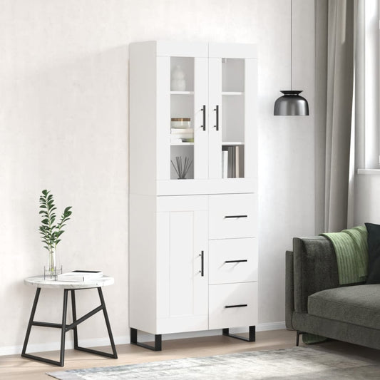 Berkfield Highboard High Gloss White 69.5x34x180 cm Engineered Wood