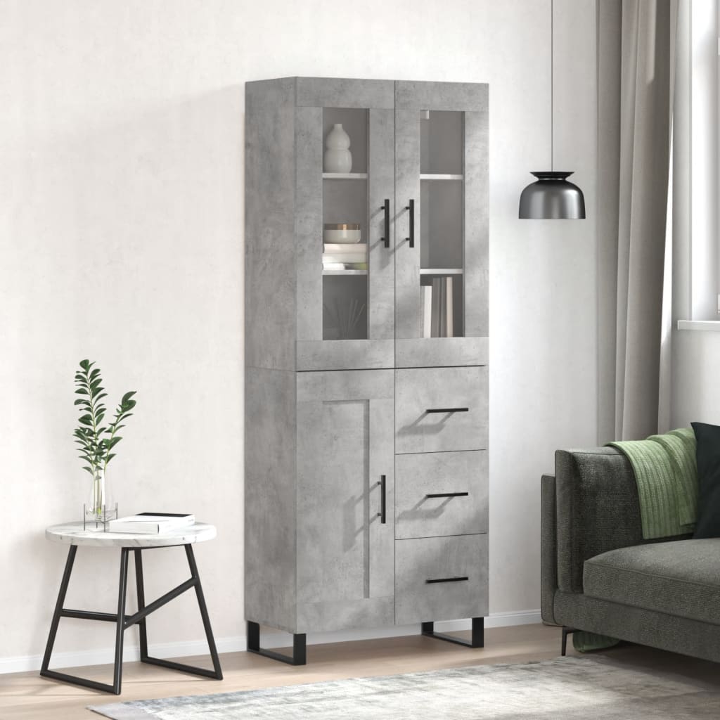 Berkfield Highboard Concrete Grey 69.5x34x180 cm Engineered Wood