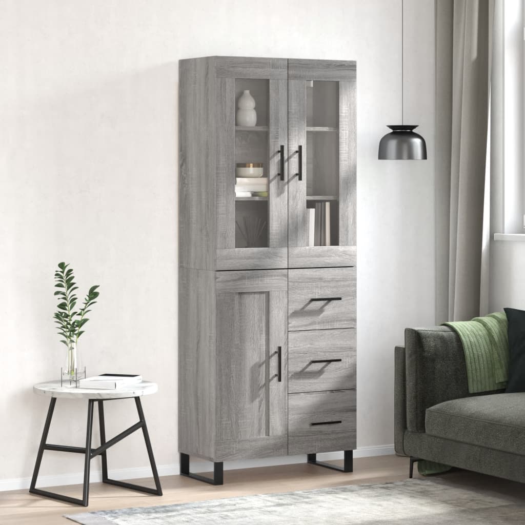 Berkfield Highboard Grey Sonoma 69.5x34x180 cm Engineered Wood