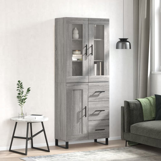 Berkfield Highboard Grey Sonoma 69.5x34x180 cm Engineered Wood