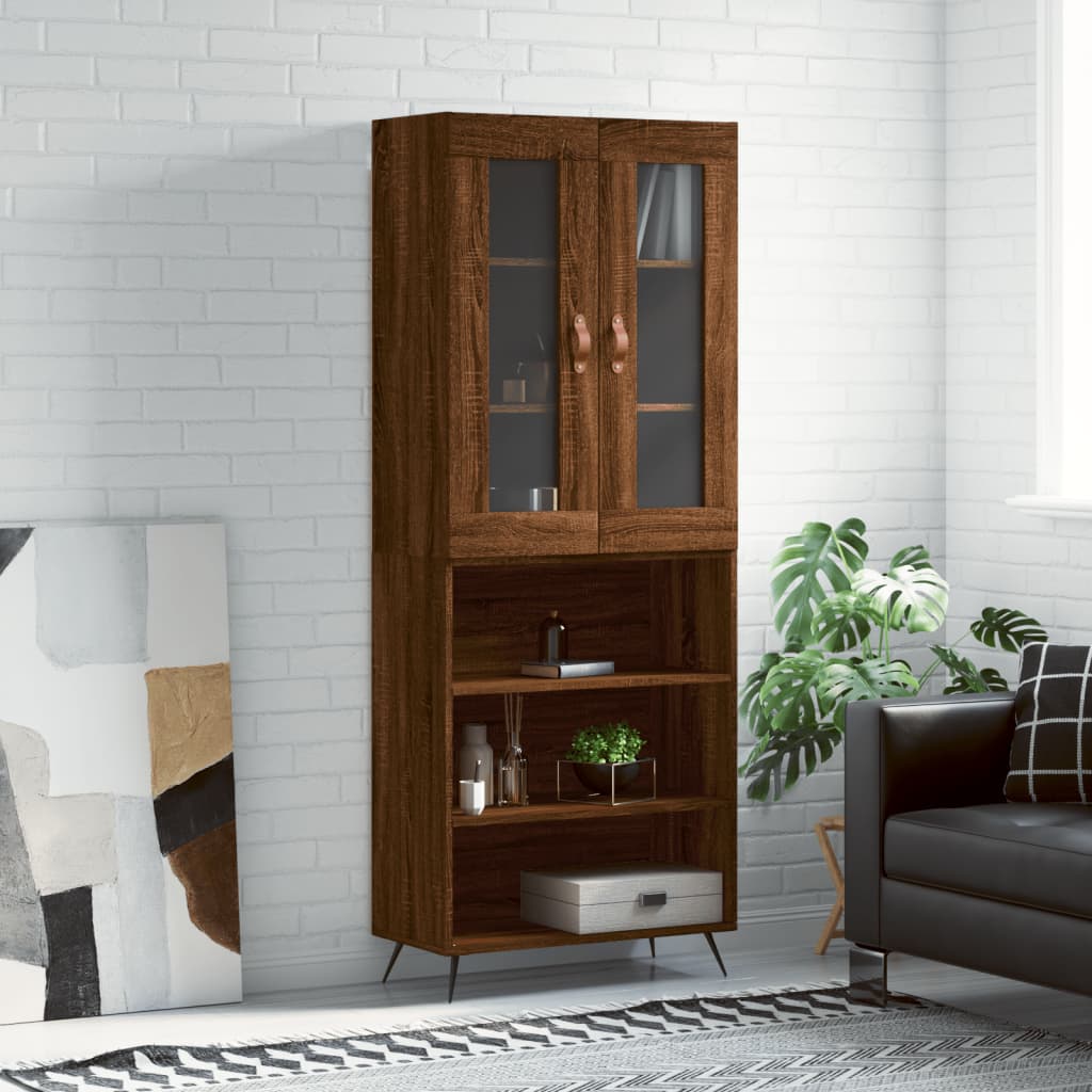 Berkfield Highboard Brown Oak 69.5x34x180 cm Engineered Wood