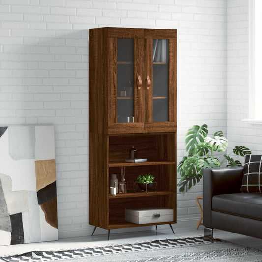 Berkfield Highboard Brown Oak 69.5x34x180 cm Engineered Wood