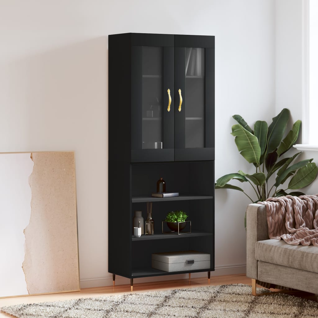 Berkfield Highboard Black 69.5x34x180 cm Engineered Wood
