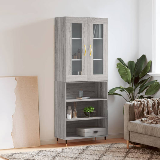 Berkfield Highboard Grey Sonoma 69.5x34x180 cm Engineered Wood